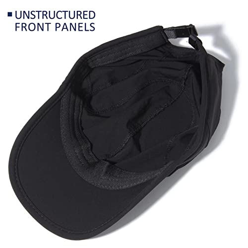 GADIEMKENSD Stretch Running Hat with Soft Brim, Quick Dry, Unstructured, Unisex-Adult - color: Black