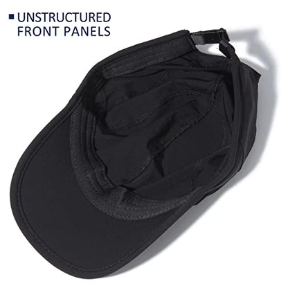 GADIEMKENSD Stretch Running Hat with Soft Brim, Quick Dry, Unstructured, Unisex-Adult - color: Black