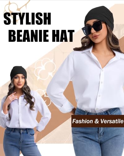 100% Cotton Summer Beanie for Men Women, Thin Soft Slouchy Beanies - color: 1pcs-black, size: Large