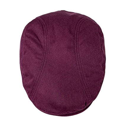 BOTVELA Men Cotton Twill Newsboy Flat Hat Fitted Cap - color: Burgundy, size: 7 7/8