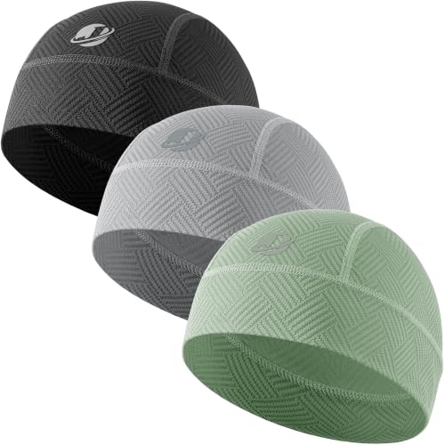 Fashion Cooling Skull Cap Sweat Control Breathable Helmet Liner 3-Pack - color: Black/Gray/Green