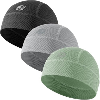 Fashion Cooling Skull Cap Sweat Control Breathable Helmet Liner 3-Pack - color: Black/Gray/Green