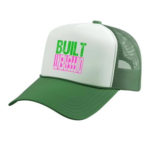 Green and Pink Different Pink and Green Trucker Hat with Adjustable Mesh Back - color: Kelly Green/White