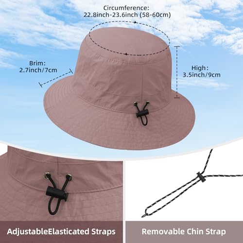 Durio Waterproof Bucket Hats for Woman UPF 50+ Sun Hat - color: Dusty Pink
