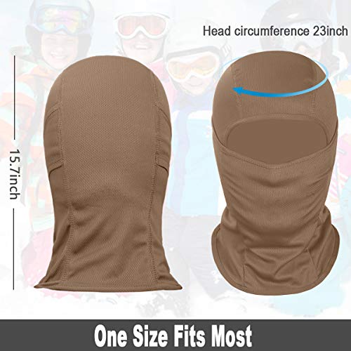 Achiou Ski Mask for Men and Women, Lightweight UV Balaclava Face Cover - color: Khaki