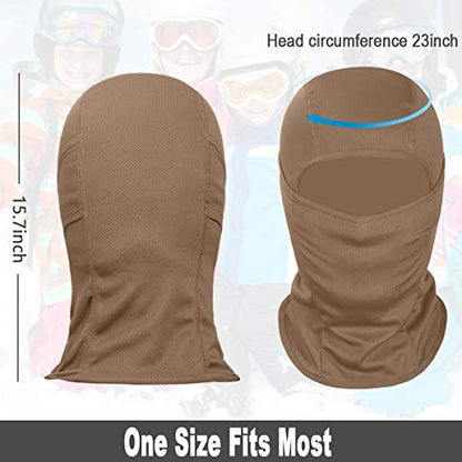 Achiou Ski Mask for Men and Women, Lightweight UV Balaclava Face Cover - color: Khaki