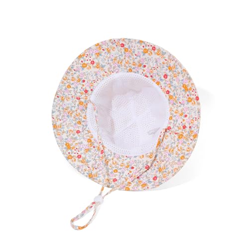 Baby Girl Sun Hat Toddler Beach Hats with UPF 50+ Protective Infant Summer Hat with Wide Brim Baby Girls Bucket Hat - color: Beige Stripe a, size: 6-12 Months