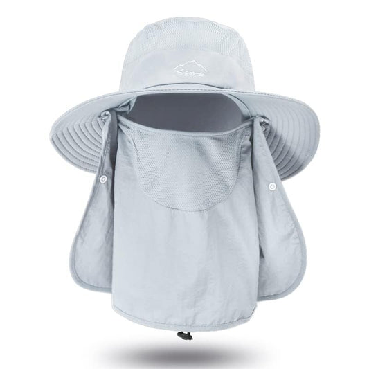 Fishing Hat for Men Sun Protection Hat with Removable Neck Flap Face Cover - color: Light Gray
