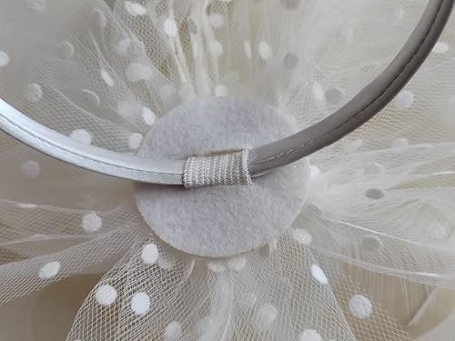 JUNBESTN Fascinators Hat Tea Party Headwear for Women Flower Mesh Feathers Headband - color: White