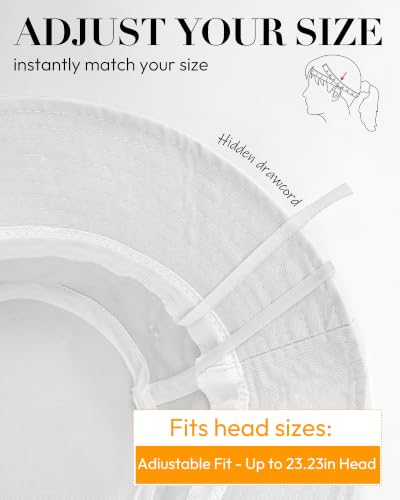 HONGTEYA Bucket Sun Hats for Woman Men Cotton Summer Beach Hat Golf Fishing - color: White, size: Medium