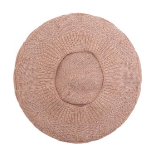 ZLYC Women French Beret Hat Reversible Solid Color Knit Warm Artist Cap - color: Cable Knit Pink