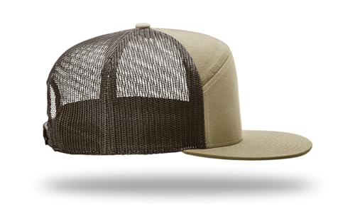 Richardson 168 168P Hat 7-Panel Trucker Cap Hi-Pro Snapback Cap Camo Hat Adjustable Baseball Hat Blank Hat Bulk Hats - color: Pale Khaki/Brown
