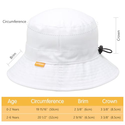 WILLPORT Kids Sun Hat,Adjustable Cotton Toddler Bucket Hat,0-6Y - color: White, size: 0-24 Months