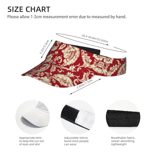USA Visor Hat Sun Adjustable Sports Beach Cap Men Women Adults - color: Boho-red Paisley 1