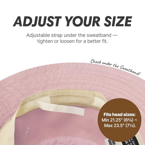 Hot Summer Bucket Hat - Trendy Cotton Sun Hat for Beach, Golf, Fishing - color: Light Pink