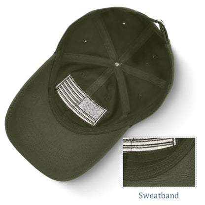 2 Pack American Flag Hats, Patriotic Adjustable Baseball Caps, Low Profile USA Dad Hats for Men Women Daily Wear - color: Black ＆ Army Green