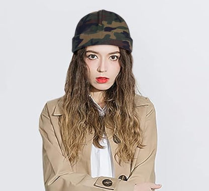 DIYDECAL 3 Pack Mens Brimless Skullcap Sailor Docker Cap Rolled Cuff Retro Beanie Hat - color: Camo