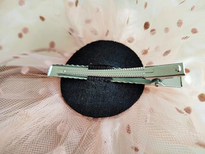 JUNBESTN Fascinators Hat Tea Party Headwear for Women Flower Mesh Feathers Headband - color: Champagne Pink