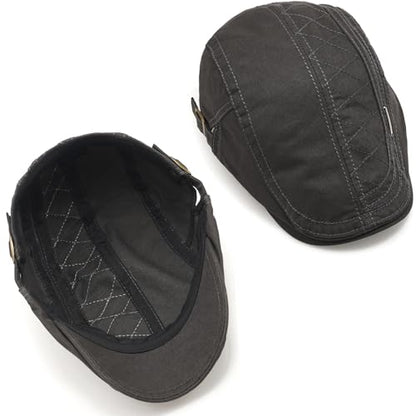 Initlove Mens Newsboy Cap Cotton Ivy Hat Beret Hats for Driving - color: A Grey