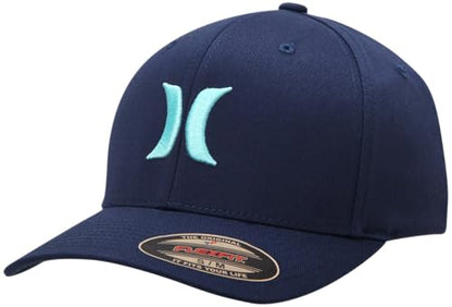 Hurley Mens Textured Fitted Baseball Cap, Moisture Wicking, Curved Brim - color: Mystic Navy, size: Small-Medium