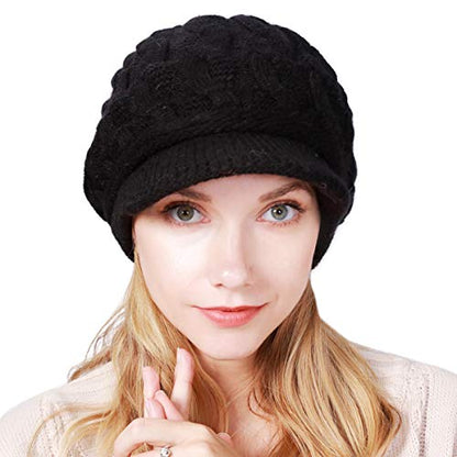Muryobao Women Winter Warm Beanie Knit Hat Soft Lined Snow Ski Caps with Visor