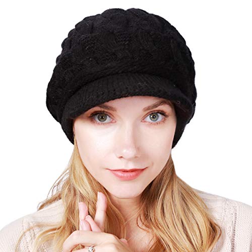 Muryobao Women Winter Warm Beanie Knit Hat Soft Lined Snow Ski Caps with Visor