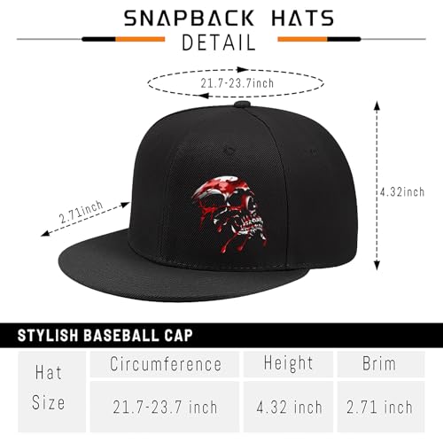 Pineapple Hat Flat Bill Baseball Hats for Men Fashion Black Baseball Cap for Women Adjustable Flat Brim Trucker Hat - color: Blood Splatter