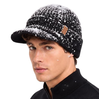 TOP-EX 80% Merino Wool Waterproof Winter Beanie Hat Men Big Heads - color: Black, size: Medium-Large