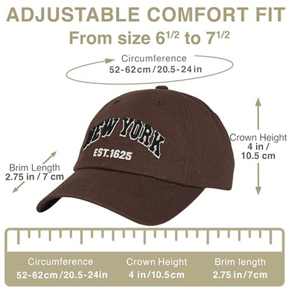 E BY ELIDAN NY Dad Hat, New York EST.1625 Cotton Baseball Cap Women & Men - color: Brown