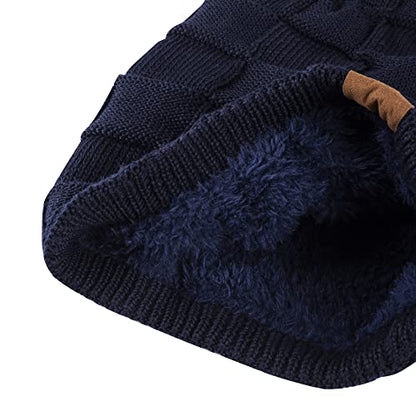 REDESS Beanie Hat for Men and Women Winter Warm Hats Knit Slouchy Thick Skull Cap with Face Cover - color: Sea Blue