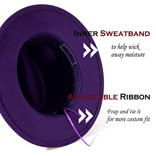 Lisianthus Women Belt Buckle Fedora Hat - color: Purple