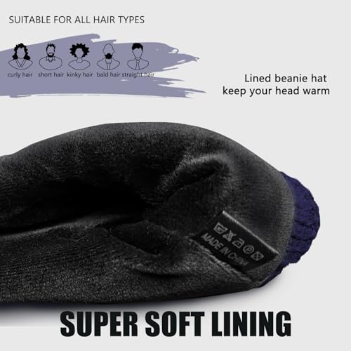 Unisex Winter Beanie for Men Women Soft Fleece Lined Warm Knit Hat - color: Deep Blue