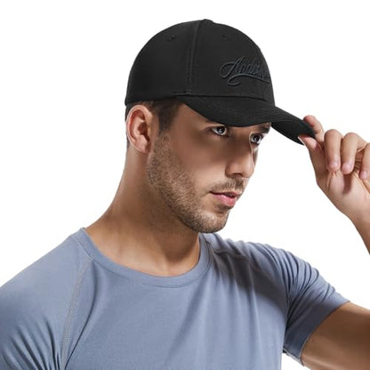 Men's Stretch Full Closed Baseball Caps Letter Embroidery Fitted Cap 6 Panels Structured Elastic Closed Back Hat K155 - color: Black-xl