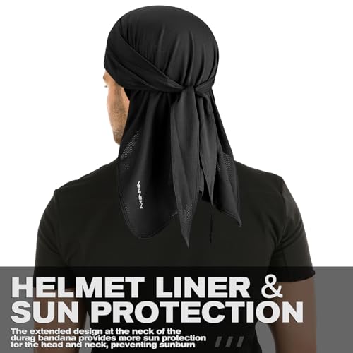 YANIKY Bandanas Skull Cap for Men Women 3-in-1 Breathable Neck Drape Do Rag - color: Black+gray