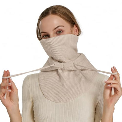Knit Balaclava for Women Winter Hats Ski Mask Face Cover Neck Warmer - color: Beige