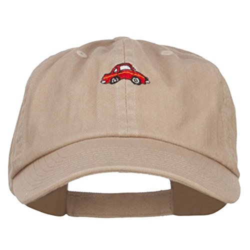 e4Hats.com Mini Car Embroidered Low Cap - color: Khaki