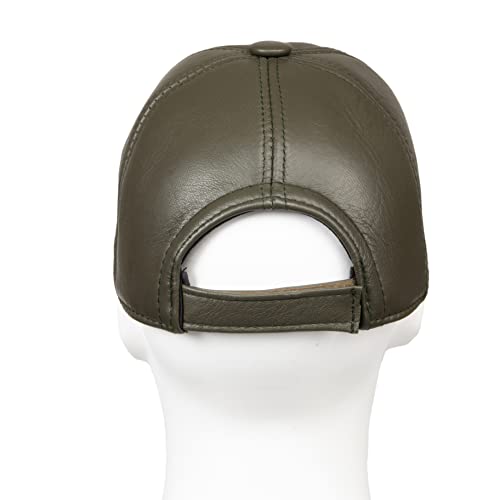 Genuine Leather Unisex Baseball Cap - color: Dark Green