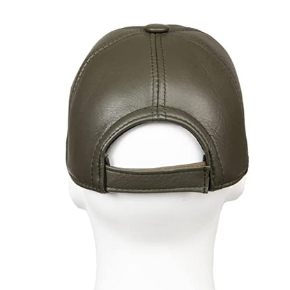 Genuine Leather Unisex Baseball Cap - color: Dark Green