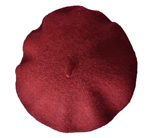 Kids Girls Boys Solid Color Classic French Style Beret Beanie Hat - color: Wine Red