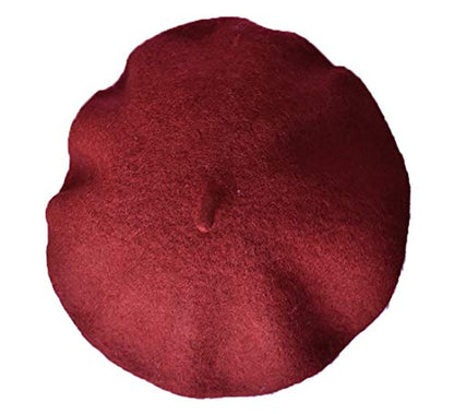 Kids Girls Boys Solid Color Classic French Style Beret Beanie Hat - color: Wine Red