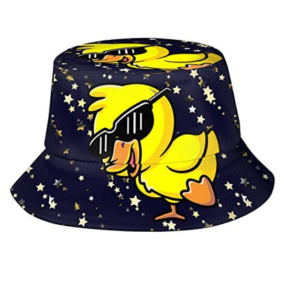 Bucket Hat Funny Duck Fisherman Hat Travel Beach Sun Hat Outdoor Cap for Men Women Adults - color: Cool Duck Glasses