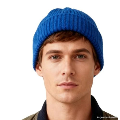 Red Ribbed Knit Beanie Cuffed Winter Hat Soft Warm Skull Cap for Men Women Adults - color: Royal Blue