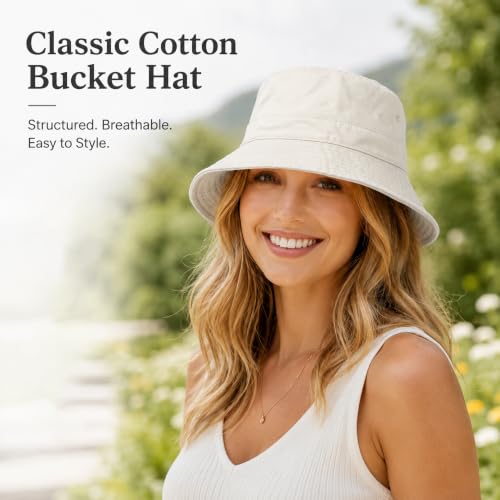 Cotton Bucket Hat Packable Beach Sun Hat for Women Men - color: Coffee+milkcoffee