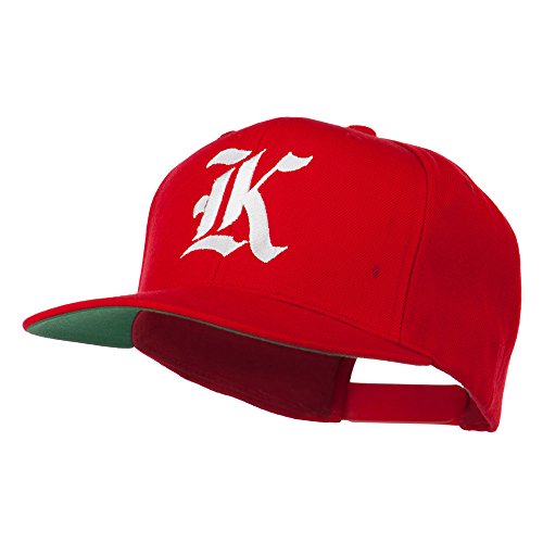 Old English K Embroidered Flat Bill Cap - color: Red