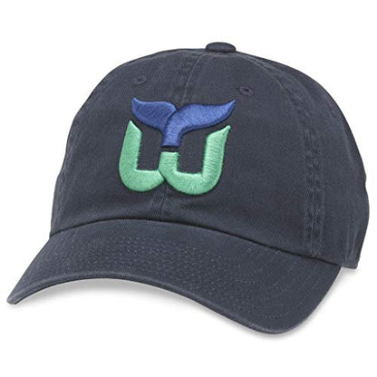 AMERICAN NEEDLE Unisex Officially Licensed NHL National Hockey League Adjustable Buckle Strap Baseball Hat - color: Hartford Whalers (Navy)