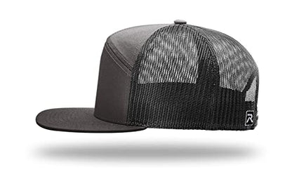 Richardson 168 Hi-Pro 7 Panel Adjustable Snapback Trucker Mesh Back Cap - color: Charcoal/Black