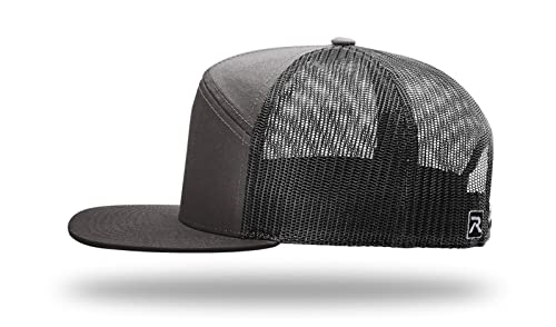 Richardson 168 Hi-Pro 7 Panel Adjustable Snapback Trucker Mesh Back Cap - color: Charcoal/Black