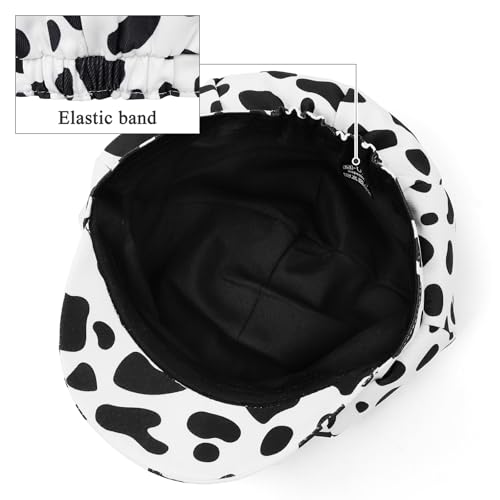 Newsboy Cabbie Baker boy hat Beret Cap for Women Pageboy Visor Paperboy Hat Sailor Fiddler Hat Adjustable - color: White Cow