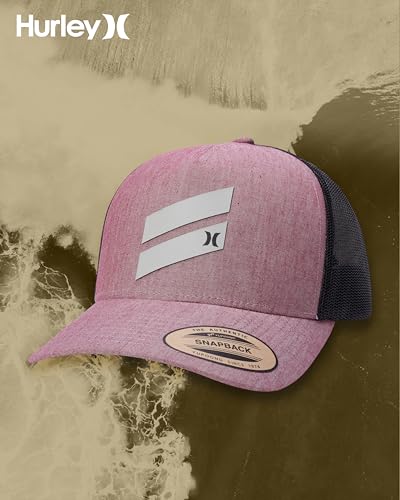 Hurley Mens Lightweight Poly Mesh Back Curved Bill Cap Trucker Hat - color: Burgundy