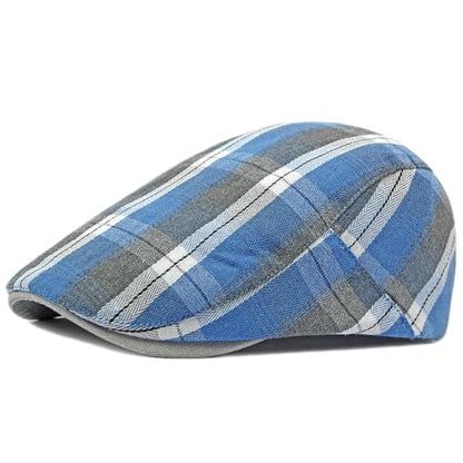 2 Pack Mens Newsboy Flat Cap Plaid Ivy Gatsby Cabbie Driving Golf Hat Beret - color: 2 Pcs Set G